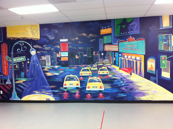 Broadway mural for dance studio in Manassas VA