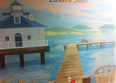 Mural of Eastern Shore Maryland with crabs and lighthouse