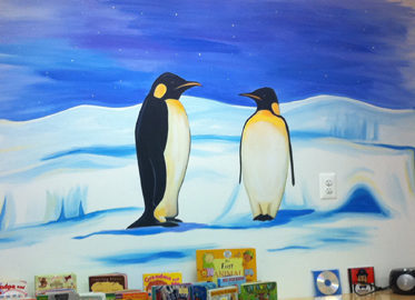 Penguin mural for school in Chantilly VA
