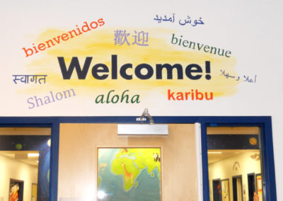 Welcome in many languages mural in Chantilly VA