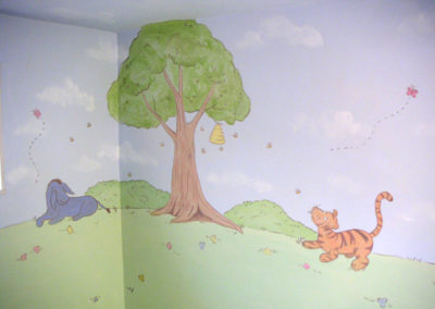 nursery mural with Winnie the Pooh Tigger Eore in Washington DC