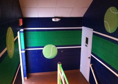 Murals with tennis balls and stripes in Mclean VA