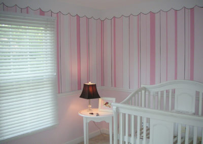 Painted stripes in pink for nursery in Sterling, VA