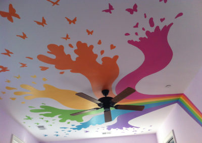 ceiling mural with rainbow and butterflies in Potomac MD
