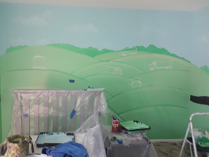 rolling hills kids bedroom mural